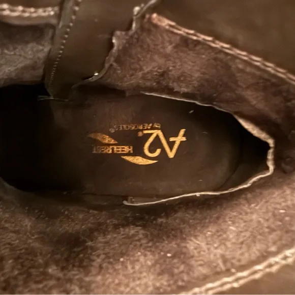 A2 Aerosoles Ankle Boots Invitation Brown Faux Leather Side Zip Heels - Picture 12 of 14